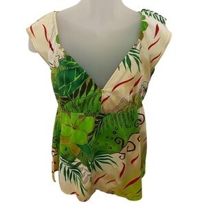 Jams WORLD Aloha Hawaiian Floral Blouse Women S Small